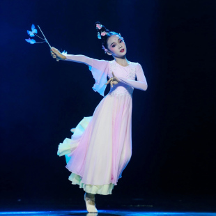女童古典舞花神舞蹈服中国风儿童飘逸大裙摆演出服独舞艺考剧目