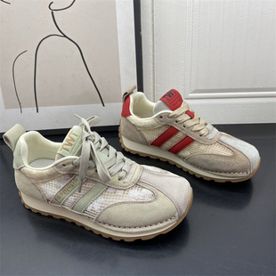 清仓断码处理真皮女鞋2025秋季新款青年潮流爆款德训鞋跑步运动鞋