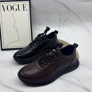 厂家处理真皮男鞋2025秋季新款厚底增高系带潮流休闲鞋运动男单鞋