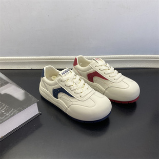 厂家断码处理2026春新款真皮女鞋青年潮流圆头系带德训鞋休闲单鞋