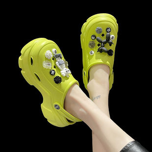 8cm厚底增高洞洞鞋防滑耐磨2025款半拖鞋包头拖女夏季外穿凉拖鞋