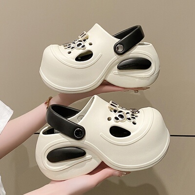 9cm超高跟洞洞鞋女士外穿松糕跟厚底时尚潮酷沙滩包头凉拖鞋