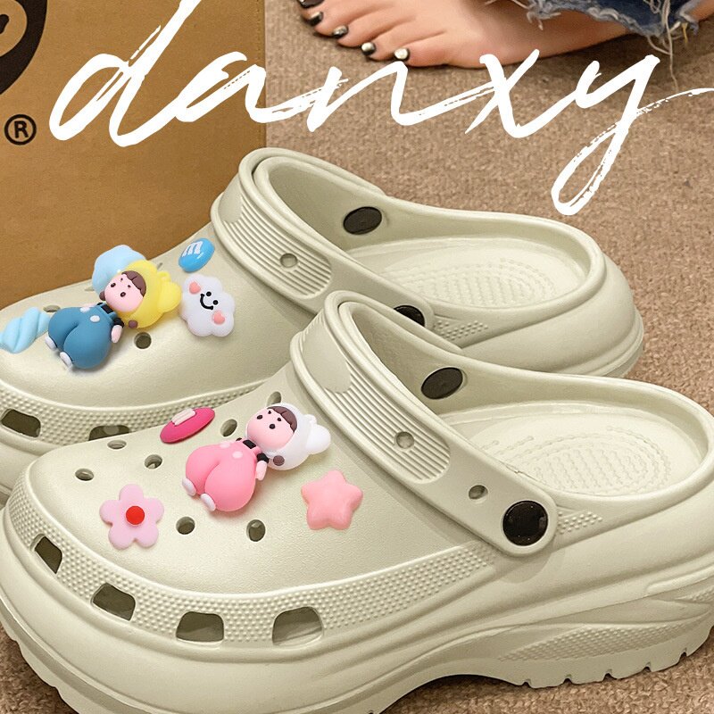 高级感厚底洞洞鞋女款2026新款夏季防滑外穿包头沙滩凉拖鞋