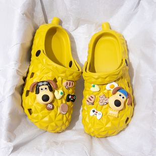 踩屎感洞洞鞋女夏季榴莲DIY配饰户外沙滩防滑EVA软底情侣凉拖鞋男
