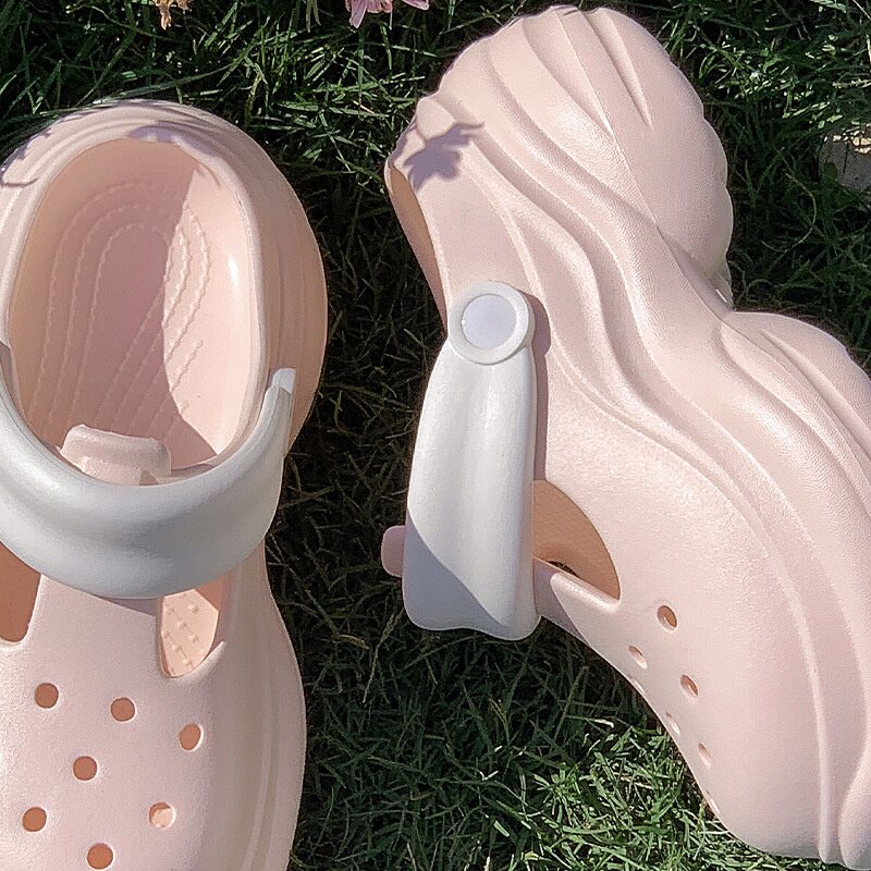 高级感超好看洞洞鞋女款2026厚底包头防滑拖鞋夏外穿感配裙子