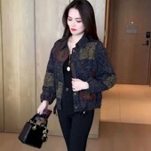 宽松加绒加厚褂子百搭中老年气质上衣潮 妈妈长袖 新款 外套大码 秋装