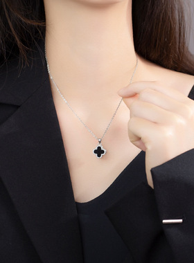 925银四叶草项链女简约百搭