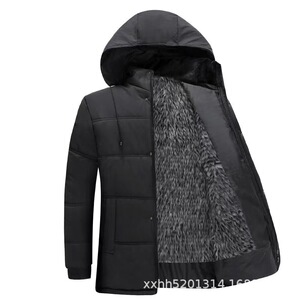 厂家中老年棉衣男中长款加绒加厚外套棉服中年保暖宽松棉袄男图片