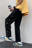 2024年潮流新款潮牌高街宽松运动裤直筒显瘦男女侧排扣裤长裤子，男装休闲裤，星座1712-2