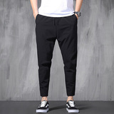 夏季新款休闲裤男九分裤冰丝弹力小脚直筒裤运动速干韩版潮青年裤，男装休闲裤，星座1712