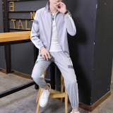 春秋季运动服套装男女潮牌个性反光条风衣长裤宽松休闲两件套，男装套装，星座1712