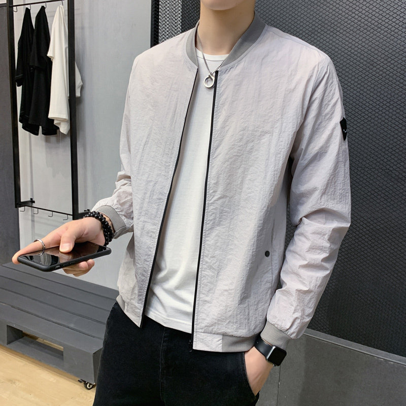 2021工厂直销新款男士夹克皮肤衣防晒衣浅灰浅蓝M-4XL,男装夹克,星座1712