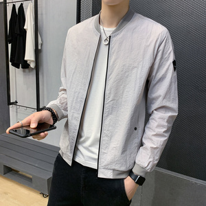 2021工厂直销 新款男士夹克皮肤衣 防晒衣浅灰 浅蓝 M-4XL图片
