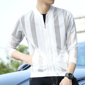 2021纱防晒衣男骚气黑白回头率超高夏季潮服图片