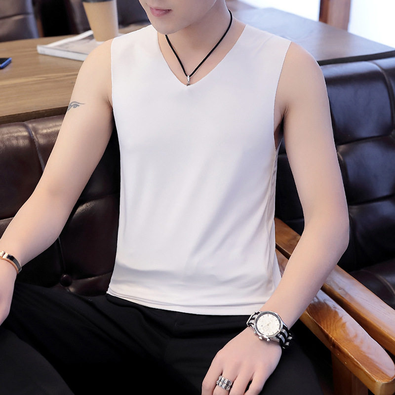 男士背心V领夏季冰丝背心时尚无痕随心裁修身内衣潮男，男装背心/马甲，星座1712-2