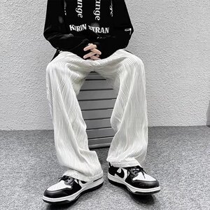 高级感裤子男春季高街ins潮白色休闲裤小众大码直筒宽松垂感长裤图片