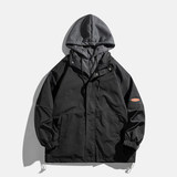 2024新假两件连帽外套男春秋宽松百搭夹克休闲情侣拼色潮牌飞行服，男装夹克，星座1712-2