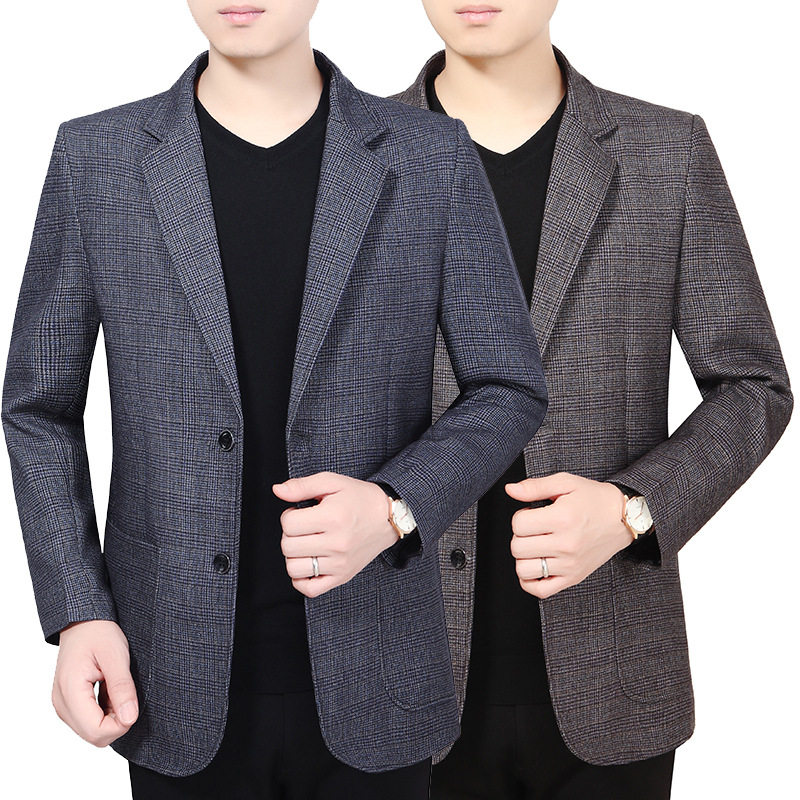 春秋新款男式休闲西装时尚单排扣男士西服修身单西男装外套小西装图片