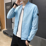 2021工厂直销新款男士夹克皮肤衣防晒衣浅灰浅蓝M-4XL，男装夹克，星座1712-2