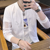 夏季防晒衣男超薄透气2024新款男士夹克外套韩版潮流镂空百搭，男装夹克，星座1712-2
