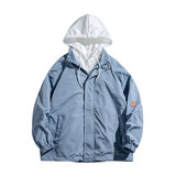 2024新假两件连帽外套男春秋宽松百搭夹克休闲情侣拼色潮牌飞行服，男装夹克，星座1712-2