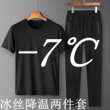 夏季运动套装男潮流韩版短袖T恤一套衣服男休闲冰丝网眼空调裤潮，男装休闲套装，星座1712-2