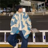 2022心碎创可贴奶牛纹双面穿羊羔毛外套可爱女休闲百搭男潮，男装棉衣，星座1712-2