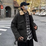 羊羔棉服男韩版潮流宽松毛绒棉衣外套港风潮牌秋冬季加厚工装棉袄，男装棉衣，星座1712-2