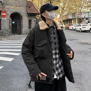 羊羔棉服男韩版潮流宽松毛绒棉衣外套港风潮牌秋冬季加厚工装棉袄图片