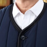 爸爸装加绒加厚大码男士棉马夹坎肩背心中老年马甲男秋冬单排扣，男装背心/马甲，星座1712-2