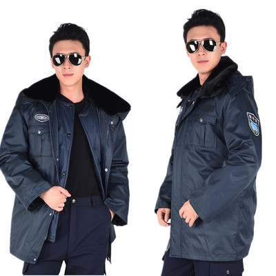 2018款新式保安大衣墨绿色多功能大衣防寒冬