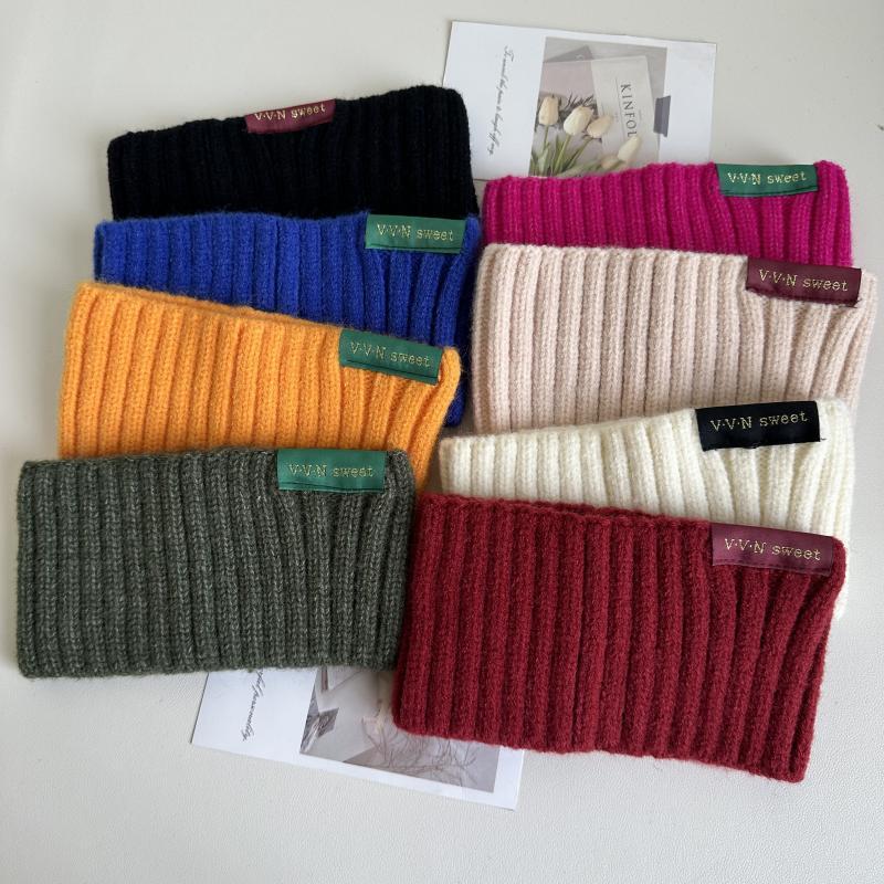 竖条针织布标字母发带女秋冬保暖护耳头带瑜伽运动针织洗脸发饰潮