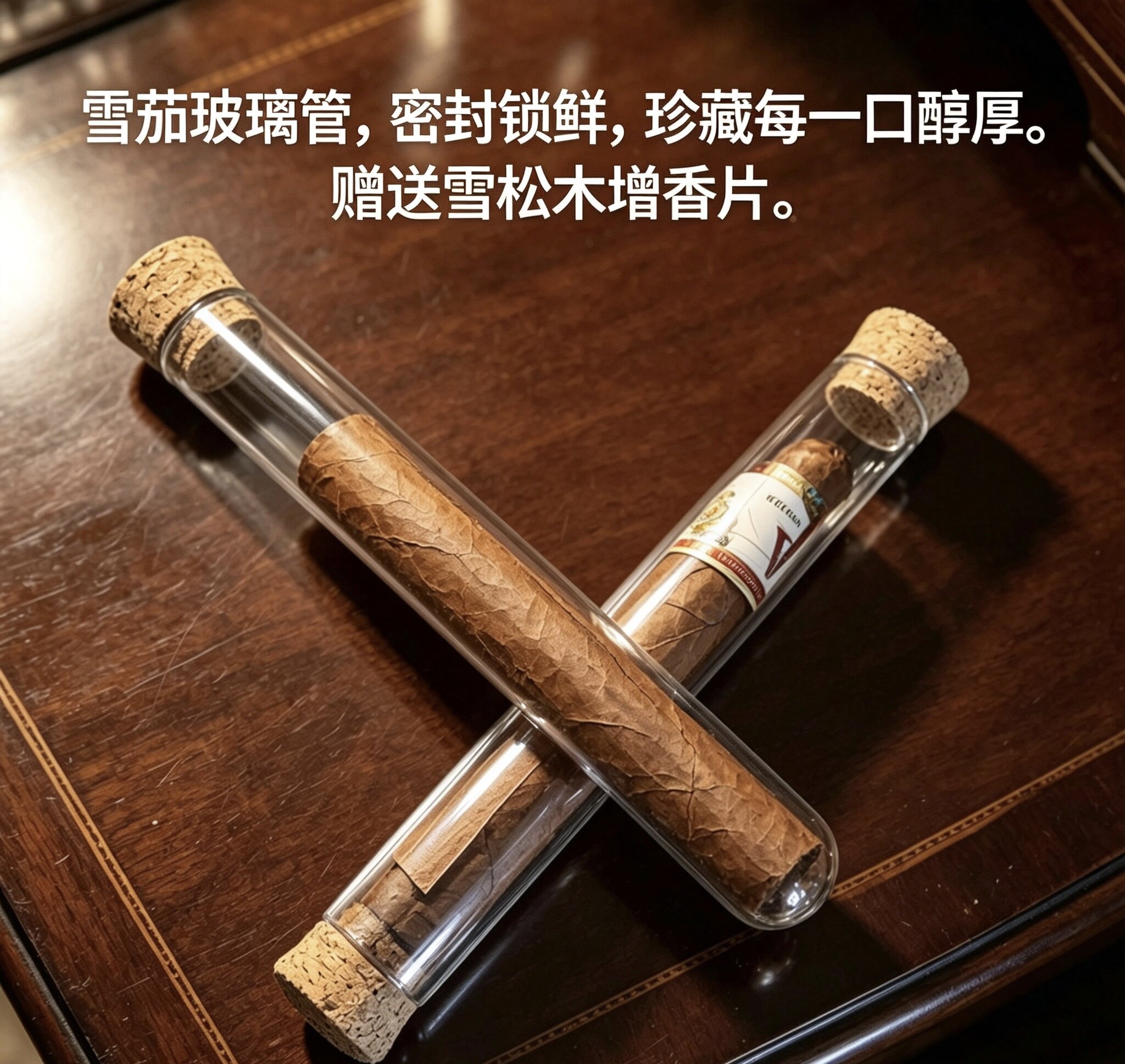 5支装雪茄玻璃管 雪茄密封保湿管 养茄护茄管送雪松木片 不含雪茄