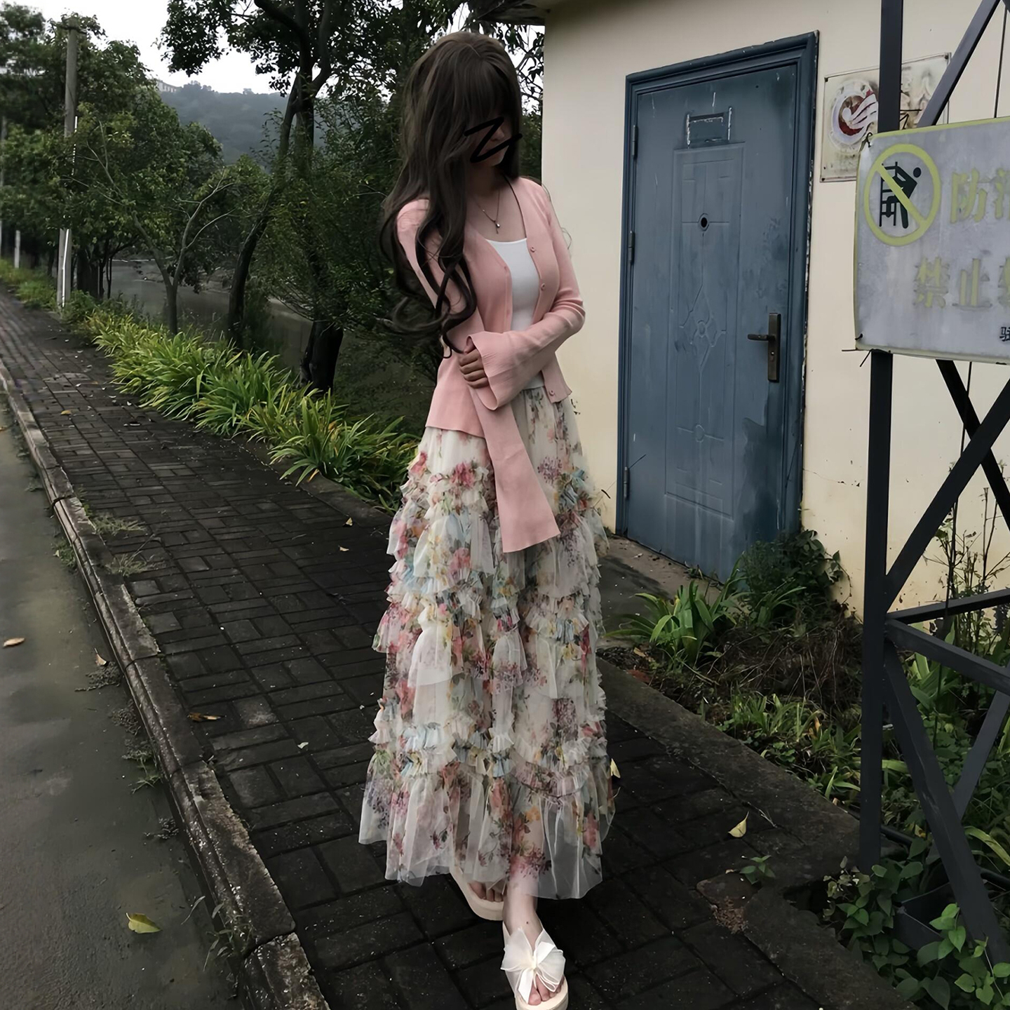 长裙蛋糕裙A字网纱碎花半身裙