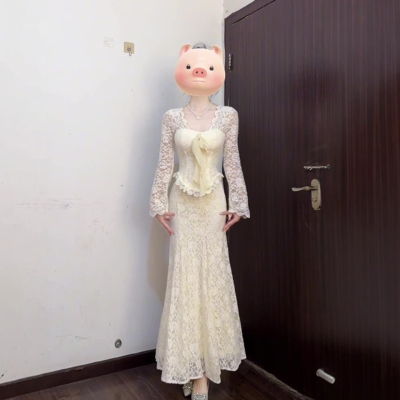 长裙鱼尾裙A字蕾丝半身裙
