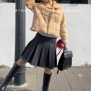 灰色毛呢百褶中裙女秋冬款大码显瘦学生百搭胖mm胯大腿粗裙半身裙