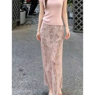 复古设计感高腰直筒修身显瘦包臀雪纺碎花半身裙长裙女2026年春款