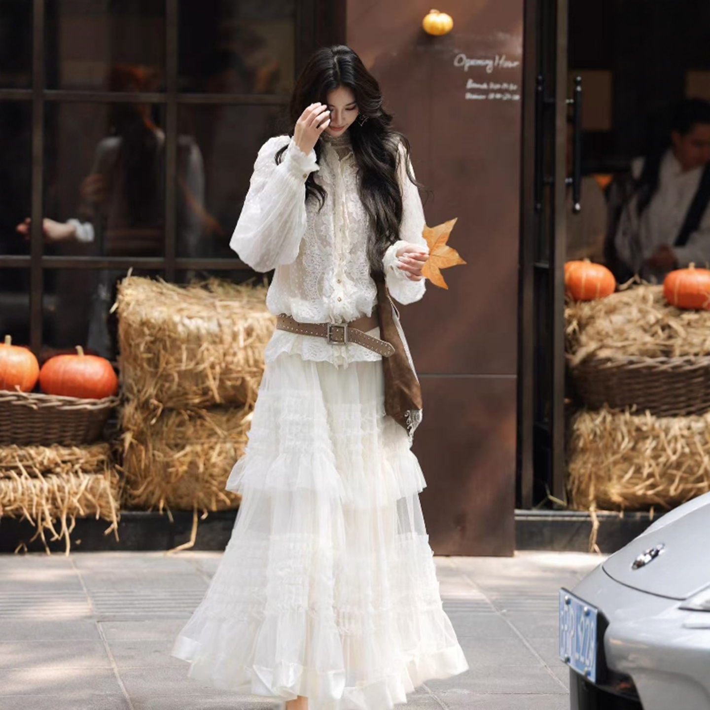 中长款蛋糕裙A字蕾丝半身裙