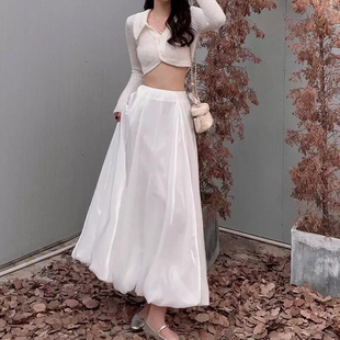 水母裙花苞流光纱半身裙春夏气质显瘦高腰女士a字蓬蓬松紧腰长款