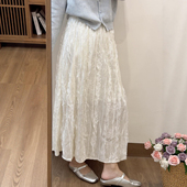 高级感超好看肌理感金丝绒半身裙女2025秋冬温柔风a字蕾丝长裙