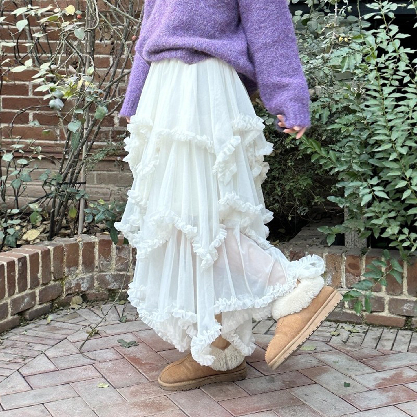 法式浪漫主义不规则花边纱裙半身裙女秋冬季高腰显瘦蓬蓬蛋糕长裙,女装/女士精品,半身裙,淘宝优惠券,粉丝福利购,淘宝优惠卷