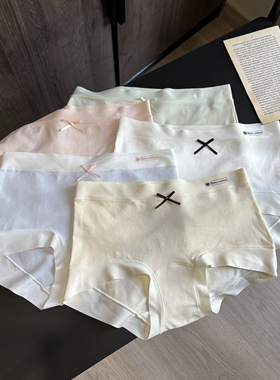 英文字母莫代尔棉混纺中腰无痕轻薄棉质纯色简约蝴蝶结三角裤女