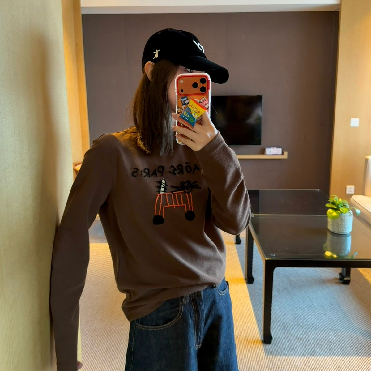 林肉肉【抽象小猫刺绣长袖T恤】卫衣女上衣春秋季2026新款打底衫,女装/女士精品,T恤,淘宝优惠券,粉丝福利购,淘宝优惠卷