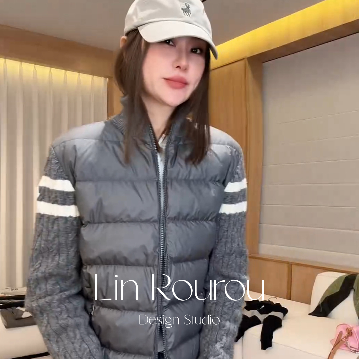 林肉肉【条纹拼接羽绒外套】