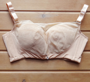 防走光抹胸式全罩杯聚拢显小收副乳调整文胸 蕾丝薄款无钢圈C D E