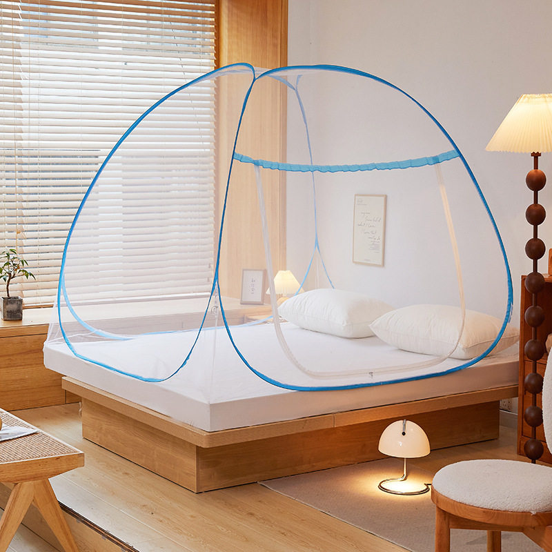 蒙古包蚊帐免安装钢丝有底无底折叠式单双门魔术 Mosquito net