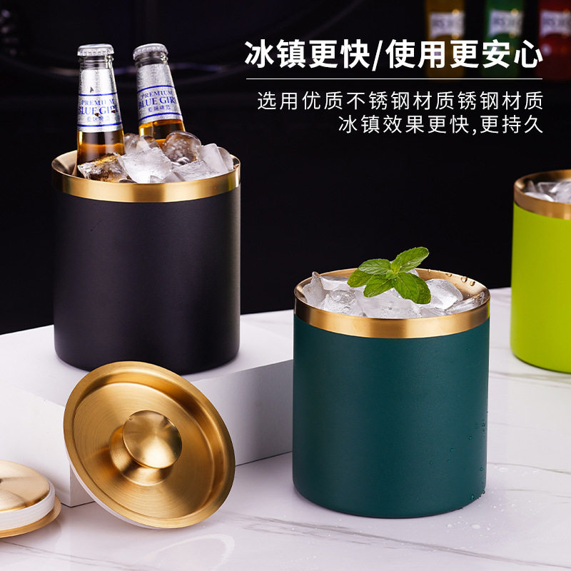 KBQ1不锈钢冰桶香槟桶带盖保冷桶保温冰块桶商用家用 KTV会所酒吧