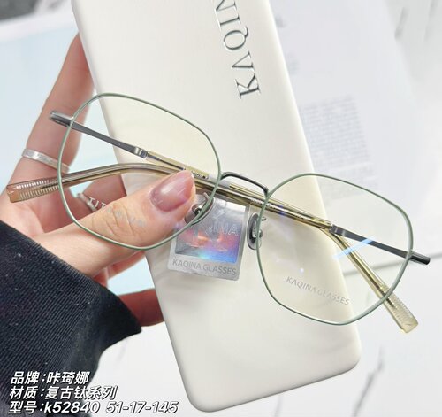 咔琦娜纯钛眼镜 材质复古钛系列k52840  51-17-145搭配非球面镜片