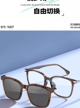 派丽蒙磁吸近视墨镜眼镜女可配度数太阳镜一镜两用男士开车96026