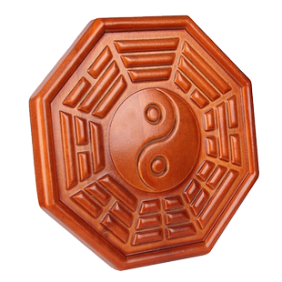 桃木八卦镜挂件木雕实木阴阳先天后天八卦镜阴阳鱼太极图八卦盘